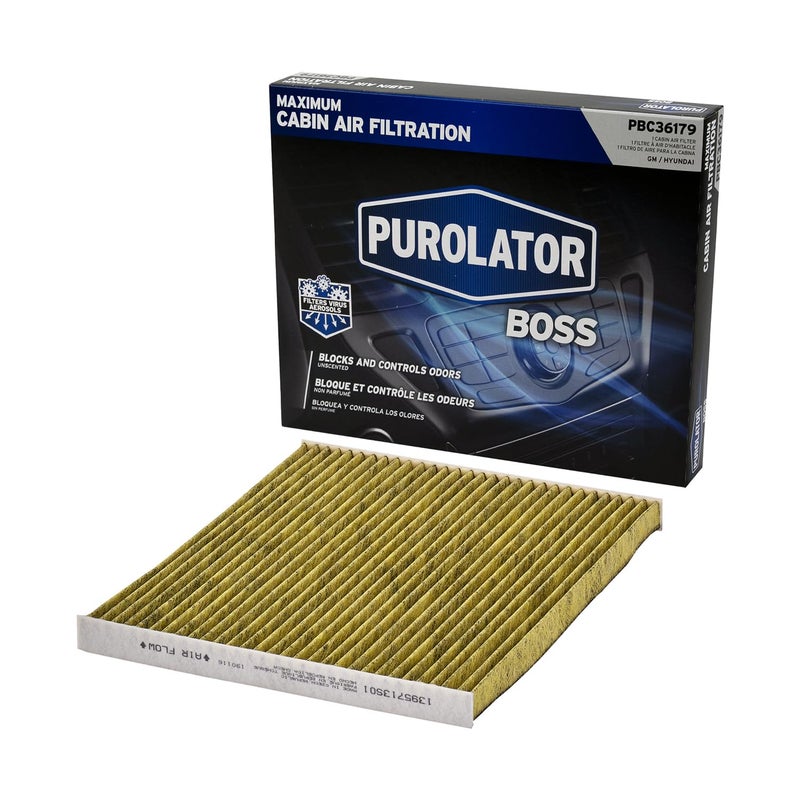 Purolator PBC36179 PurolatorBOSS Automotive Cabin Air Filter with Activated Carbon, Car & Truck Passenger Compartment OEM Filter Replacement for Chevrolet Equinox, Hyundai Sonata, and more - Image 1